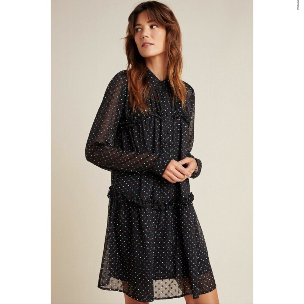 Eva Franco Haven Ruffled Polka Dot Tunic Dress 8